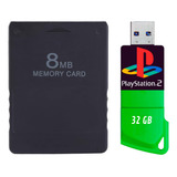 Kit Ps2 Memory Card Pendrive 32 Gb Para Playstation 2