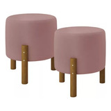 Kit Puff Apolo Rose Decoração Em Suede Para Sala Escritório