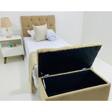 Kit Puff Baú Solteiro E Cabeceira 90cm Painel New 