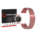 Kit Pulseira Amazfit Gtr 42mm Pelicula Vidro Xtreme Glass Cor Pink Largura 42 Mm
