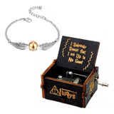 Kit Pulseira Caixinha Caixa De Música Harry Potter Manivela