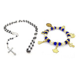 Kit Pulseira Nossa Senhora Da Aparecida E Terço Hematita