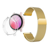 Kit Pulseira   Pelicula   Case Para Galaxy Watch Active 2 44 Cor Gold   Transparente Largura 20 Mm