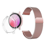 Kit Pulseira   Pelicula   Case Para Galaxy Watch Active 2 44 Cor Rosa transparente Largura 20 Mm