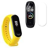 Kit Pulseira Silicone Flexível Amarela Xiaomi Mi Band 4 Película Protetora Gel Ultra Slim