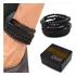 Kit Pulseiras Masculinas Couro Bolinhas Preta Ajustável C 4