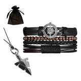Kit Pulseiras Masculinas Couro