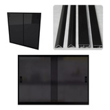 Kit Puxador Pia Aluminio Trilho Gabinete Preto 1 20 X1 20 M