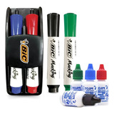 Kit Quadro Branco Pincel Marcador Apagador Refil Tinta 4 Cor
