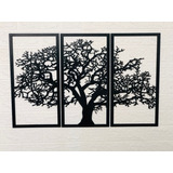 Kit Quadro Decorativo Árvore Da Vida Mdf 3mm Cor Preta Cor Da Armação Preta