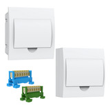 Kit Quadro P 8 Disjuntor Barramento 7 Polos Terra Neutro