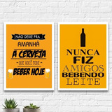 Kit Quadros Cerveja Preto E Amarelo