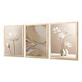 Kit Quadros Decorativos Abstrato Flores Orquídea Luxo Moderno Com Moldura 33x43