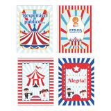 Kit Quadros Decorativos Festa Circo 4 Peças