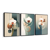 Kit Quadros Decorativos Flores Orquídea Abstrato