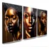 Kit Quadros Decorativos Grande Mulher Negra Make Jóias Ouro