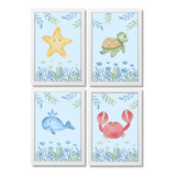 Kit Quadros Decorativos Quarto Infantil Fundo Do Mar