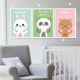 Kit Quadros Decorativos Safari Animais 20x30 C moldura