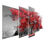 Kit Quadros Decorativos Sala Quarto Árvore Da Vida Vermelha