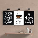 Kit Quadros Decorativos Trio Cantinho Do Café Coffee Frase Delicado Decoração Cozinha Escritório Modular Vintage Arte Desenho Xícara