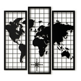 Kit Quadros Mapa Mundi De Parede Mosaico