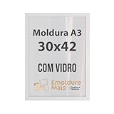 Kit Quadros Moldura Com Vidro Para Folha A3 30x42 Cm De Foto Porta Retrato Documento Poster Decorativo Certificado  Branca  1 