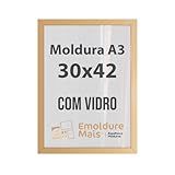 Kit Quadros Moldura Com Vidro Para Folha A3 30x42 Cm De Foto Porta Retrato Documento Poster Decorativo Certificado Dourada 1