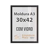 Kit Quadros Moldura Com Vidro Para Folha A3 30x42 Cm De Foto Porta Retrato Documento Poster Decorativo Certificado Preta 1 