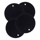 Kit Quatro Descanso Redondo Preto 18cm