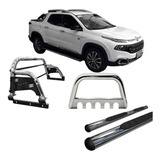 Kit Quebra Mato Estribo Oval Santo Antônio Fiat Toro Cromado