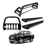 Kit Quebra Mato Estribo Santo Antônio H2 Amarok Cd Preto