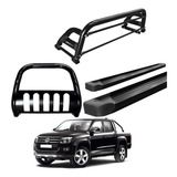 Kit Quebra Mato Estribo Santo Antônio H2 amarok Cd Preto