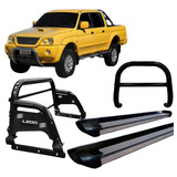 Kit Quebra Mato estribo santo Antônio H3 L200 004 Preto