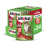 Kit Ração Úmida Kitekat Sachê Carne Gato Adulto 70g 24 Unidades