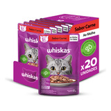 Kit Ração Úmida Whiskas Sachê Carne Gato Adulto 85g 20 Un