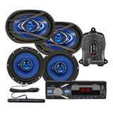 Kit Radio Mp3 Bluetooth 6x9 6 Pol Modulo Tl500 Antena