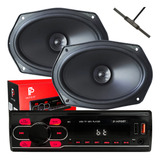 Kit Radio Mp3 Bluetooth +alto Falante 6x9 140 Rms +antena