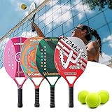 Kit Raquete Para Beach Tennis Profissional Em Fibra Carbono Com Capa Protetora   3 Bolas De Tênis Verde   Cores Sortidas Camewin