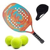 Kit Raquete Para Beach Tennis Profissional Em Fibra Carbono Com Capa Protetora 3 Bolas De Tênis Verde Laranja