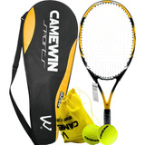 Kit Raquete Tenis De Quadra Com Capa Protetora 2 Bolas Tenis Cor Amarelo