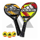 Kit Raquetes De Beach Tennis adidas Fiberglass Bt   3 Bolas