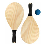 Kit Raquetes De Madeira Para Frescobol Bolinha Mor Aloha
