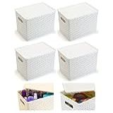 Kit Rattan C 04 Caixas Organizadoras Com Tampa 15 Litros Cor Branco