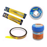 Kit Reballing Solda Em Pasta Xg50 Malha Kapton E Pinças
