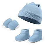 Kit Recém Nascido Maternidade Enxoval Meia Touca E Luva Para Meninos E Meninas Azul Bb Recém Nascido 