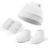Kit Recém Nascido Maternidade Enxoval Meia Touca E Luva Para Meninos E Meninas Branco Recém Nascido