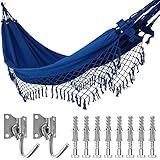 Kit Rede De Dormir Casal Azul Royal - Ganchos Costura Reforçada
