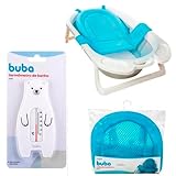 Kit Rede De Proteção Buba Redutor Banheira Bebê Apoio Segurança E Termômetro De Banheira Para Banho Do Bebê Infantil Buba Azul 