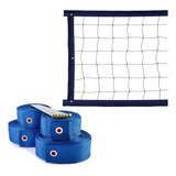 Kit Rede De Vôlei Com Marcação 5 Metros Azul preto