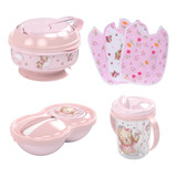 Kit Refeição Bebê Pote Papinha E Amassador Copo Babador
